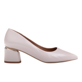 Marco Shoes Décolleté in pelle grigio metallizzato con tacco oro