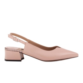 Marco Shoes Décolleté basse con tacco aperto realizzate in delicata pelle naturale rosa