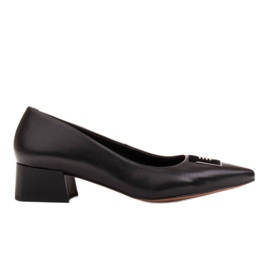 Marco Shoes Décolleté nere con tacco basso, decorazione con getti nero