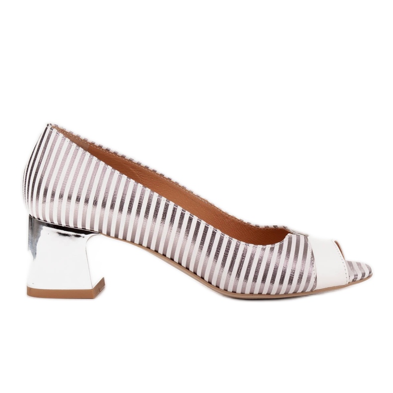 Marco Shoes Décolleté con parte anteriore aperta, tacco cromato d'argento