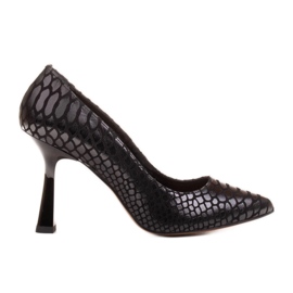 Marco Shoes Décolleté eleganti con camoscio rivestito con motivo serpente nero