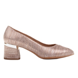 Marco Shoes Comode décolleté in rame con tacco metallico d'oro