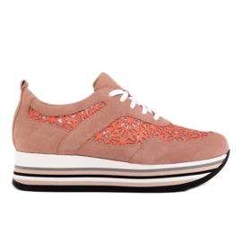 Marco Shoes Sneakers su suola spessa con rete traspirante rosa