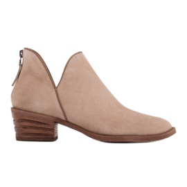 Marco Shoes Stivali beige in pelle scamosciata naturale con taglio a V