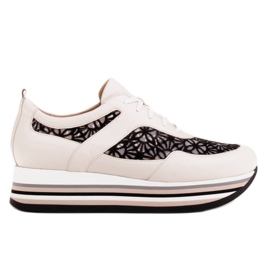 Marco Shoes Sneakers su suola spessa con rete traspirante bianco