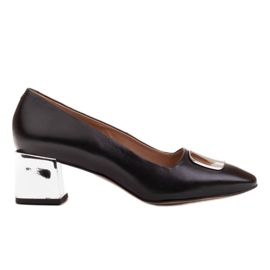 Marco Shoes Décolleté con tacco metallico e decorazione cromata piatta nero