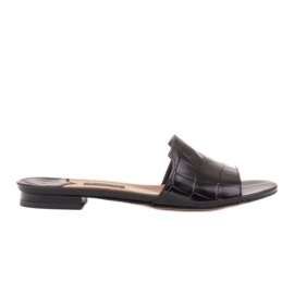 Marco Shoes Eleganti pantofole in pelle nera da donna nero
