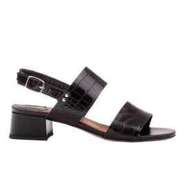 Marco Shoes Sandali Cinta con tacco rivestito in pelle nero