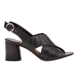 Marco Shoes Sandali in pelle da donna in pelle con strisce tagliate nero