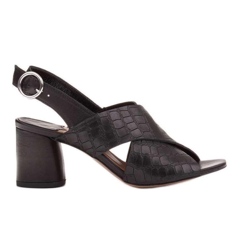 Marco Shoes Sandali in pelle da donna in pelle con strisce tagliate nero