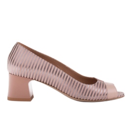 Marco Shoes Décolleté con apertura frontale, pelle con strisce metalliche rosa
