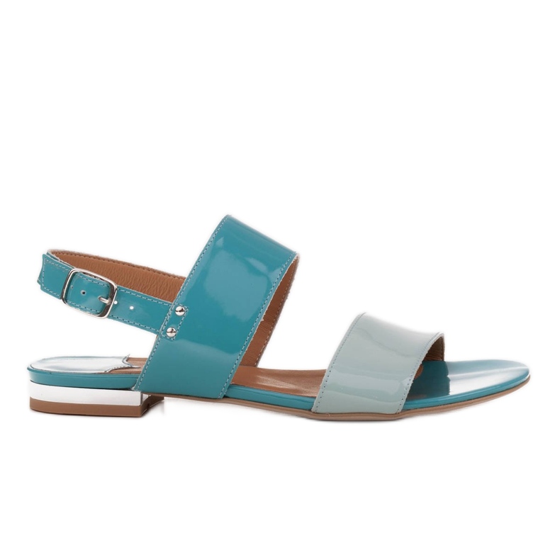 Marco Shoes Sandali flat con lacca e tacco metallico blu