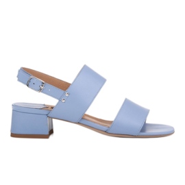 Marco Shoes Sandali Cinta con tacco rivestito in pelle blu