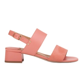 Marco Shoes Sandali Cinta con tacco rivestito in pelle rosa