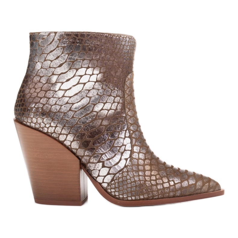Marco Shoes Stivali da cowboy da donna in pelle naturale d'argento