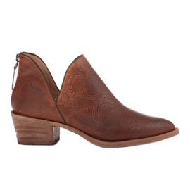 Marco Shoes Stivali in pelle naturale con taglio a V marrone