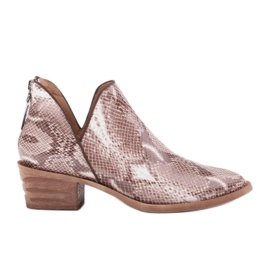 Marco Shoes Stivali in pelle naturale con taglio a V beige marrone