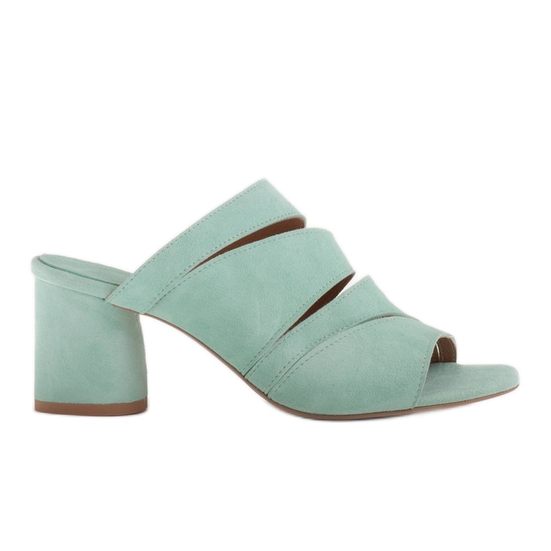 Marco Shoes Pantofole da donna in pelle, taglio a righe verde