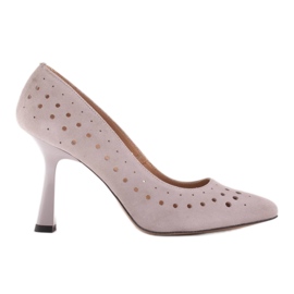 Marco Shoes Stiletti in camoscio naturale con perforazione decorativa grigio