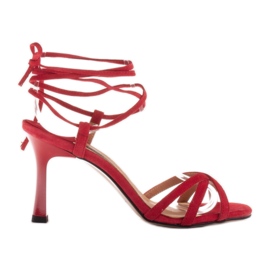 Marco Shoes Sandali eleganti su tacco alto con cinturino allacciato rosso
