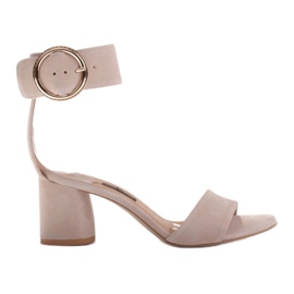 Marco Shoes Sandali da donna in pelle con fibbia decorativa beige