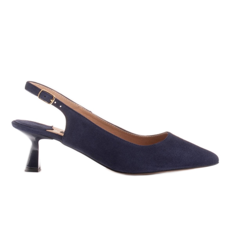 Marco Shoes Décolleté in delicato camoscio con cinturino blu navy