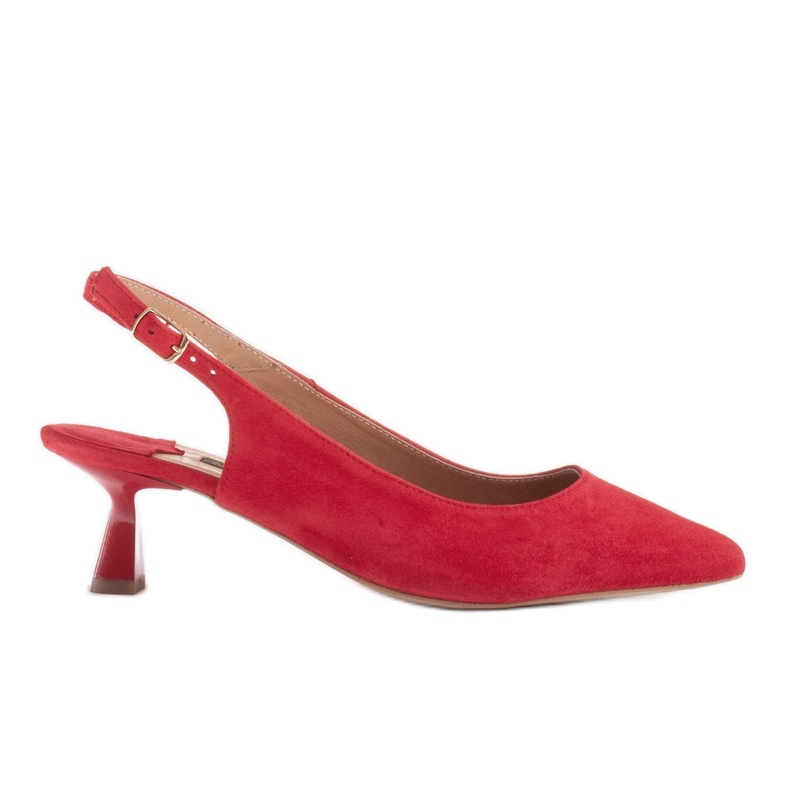 Marco Shoes Décolleté in delicato camoscio con cinturino rosso