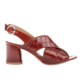 Marco Shoes Sandali in pelle da donna in pelle con strisce tagliate marrone
