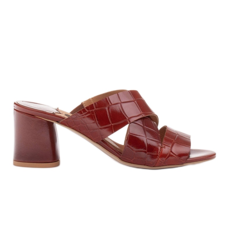 Marco Shoes Pantofole da donna in pelle realizzate in pelle con strisce tagliate rosso