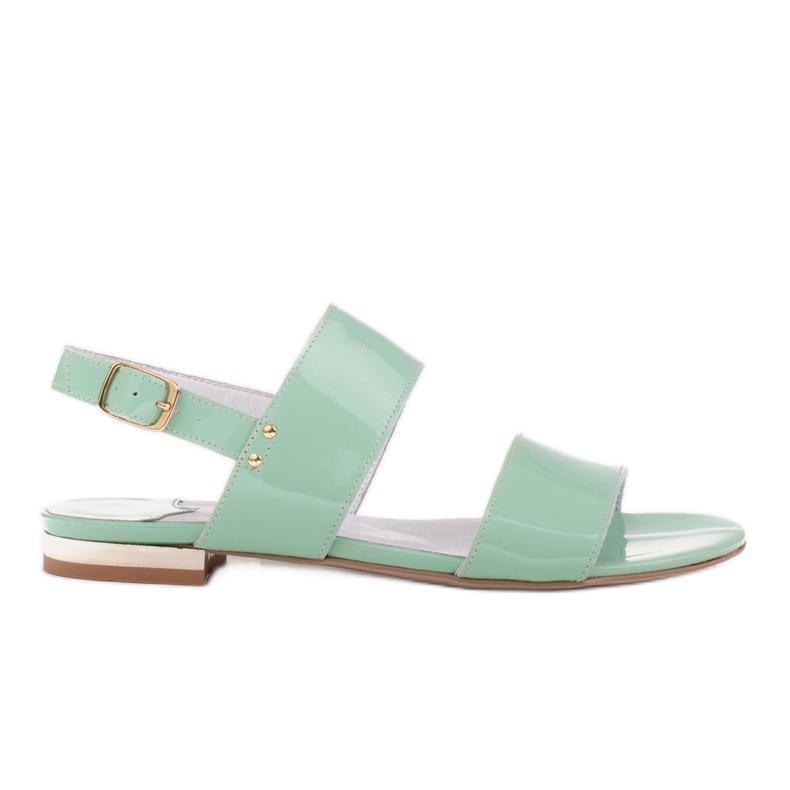 Marco Shoes Sandali flat con lacca e tacco metallico verde