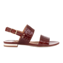 Marco Shoes Sandali bassi in vera pelle con tacco metallico marrone