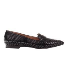 Marco Shoes Ballerine in pelle scamosciata di serpente nero