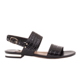 Marco Shoes Sandali bassi in vera pelle con tacco metallico nero