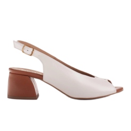 Marco Shoes 1573P sandali in pelle bianca con tacco stabile bianco
