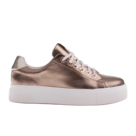 Marco Shoes Sneakers da donna in vera pelle su suola spessa d'oro