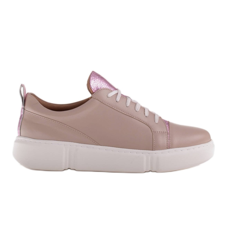 Marco Shoes Sneakers beige con inserto rosa