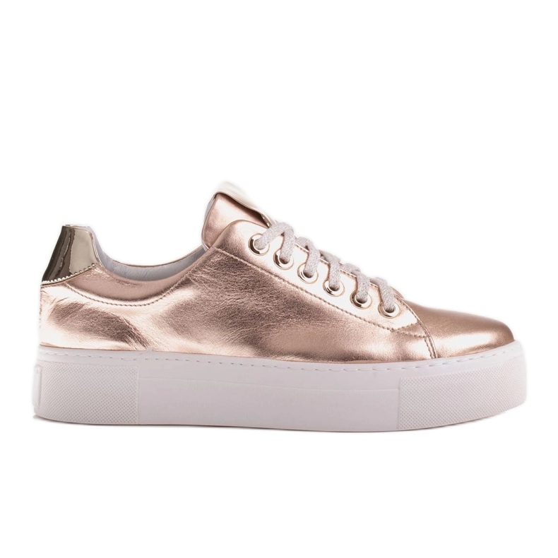 Marco Shoes Sneakers da donna in vera pelle su suola spessa d'oro