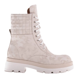 Marco Shoes Stivali mimetici in stile militare beige
