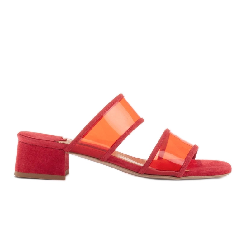 Marco Shoes Pantofole da donna con strisce traslucide rosso