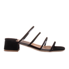 Marco Shoes Pantofole da donna con strisce traslucide nero