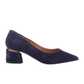 Marco Shoes Décolleté in camoscio naturale con dettaglio argento nel tallone blu