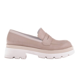 Marco Shoes Scarpe in pelle scamosciata con un motivo su una suola spessa beige