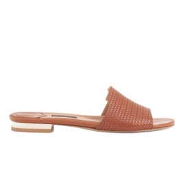 Marco Shoes Eleganti pantofole da donna in pelle marrone