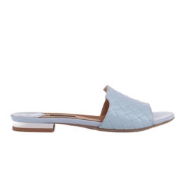 Marco Shoes Eleganti pantofole da donna in pelle goffrata blu