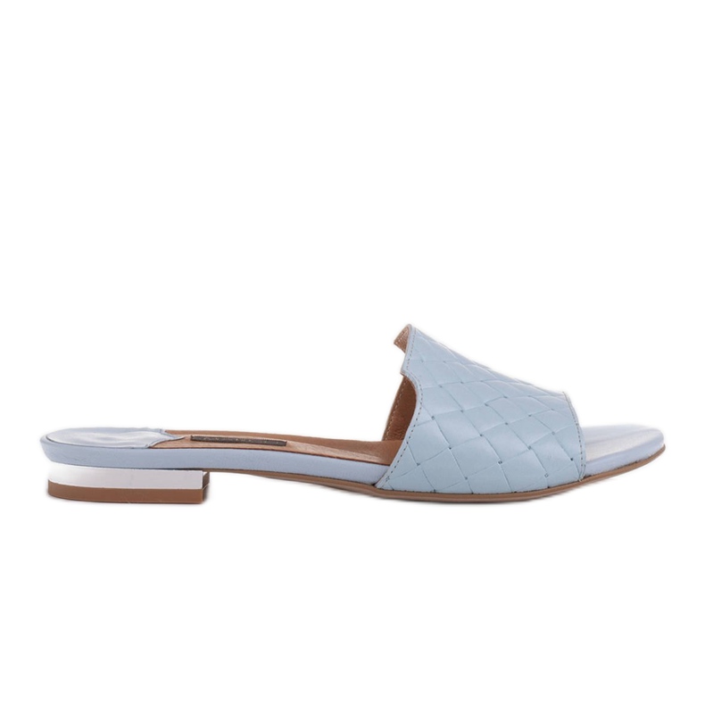 Marco Shoes Eleganti pantofole da donna in pelle goffrata blu