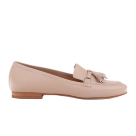 Marco Shoes Mocassini in pelle pieno fiore con decorazioni 1983P-007-1 beige
