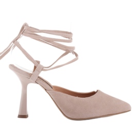 Marco Shoes Décolleté annodate intorno alla caviglia beige