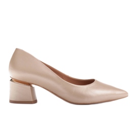 Marco Shoes Décolleté in vera pelle con dettaglio tacco argento beige