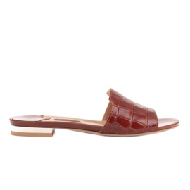 Marco Shoes Eleganti pantofole da donna in pelle marrone