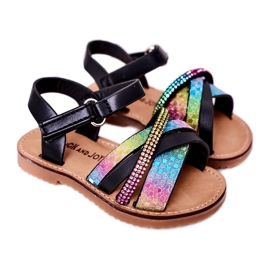 FR1 Sandali Per Bambini Con Paillettes Nero Becky blu rosa verde